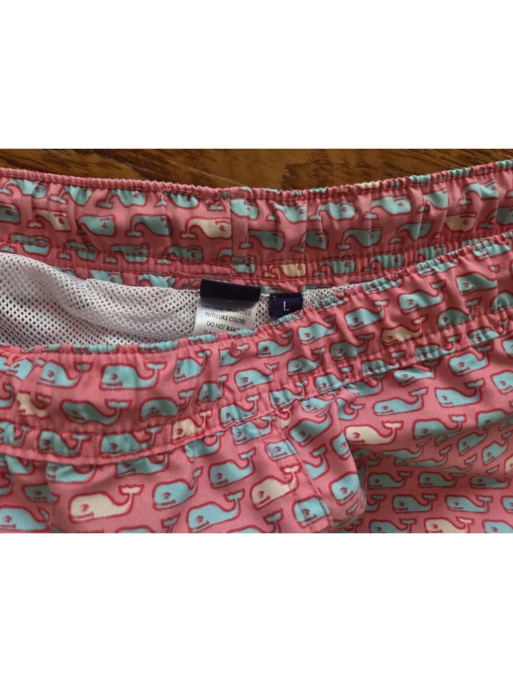 Vineyard Vines Large Pink Blue Whale Chappy Trunks Swim Shorts